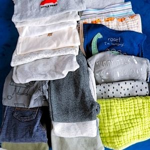 6 pants 6 t-shirts, 6 bibs